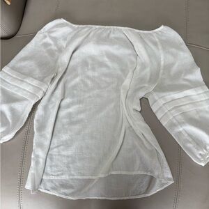 Loft Boatneck white semi sheer shirt in medium